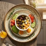 Rinart Porselen Valencia 3’lü Sunum Seti – Büyük Servis Tabağı, Kahvaltı Tabağı ve Kase | Modern & Dayanıklı Porselen - Valencia Set