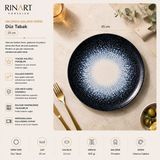 Rinart Porselen Valencia Galaksi Ana Yemek Servis Sunum Tabağı 25 cm - 1 Adet Rinart Porselen Valencia Galaksi Ana Yemek Servis Sunum Tabağı 25 cm - Lacivert - Beyaz