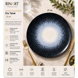 Rinart Porselen Valencia Galaksi Büyük Boy Servis Sunum Tabağı 27 cm - 1 Adet Rinart Porselen Valencia Galaksi Büyük Boy Servis Sunum Tabağı 27 cm - Lacivert - Beyaz
