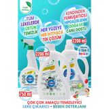 Rindamor %100 Doğal Bitkisel Kokusuz Bebek Çamaşır Deterjanı-Leke Çıkarıcı-Çok Çok Amaçlı Konsantre Temizleyici - 2,2 lt - 3'lü set