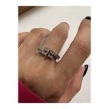 ringbox Çift Renkli İkili Zirkon Taşlı Kadın Yüzük