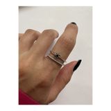 ringbox Çift Sıra Kuzey Yıldızı Detaylı Zirkon Taşlı Gümüş Renk Yüzük