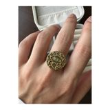 ringbox Gold Çelik Kararmaz Su Yeşili Vintage Göz Yüzük