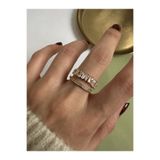 ringbox Gold Çift Sıra Baget Taşlı Yüzük