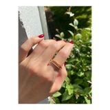 ringbox Gold Taşlı Iki Sıra Kare Yüzük