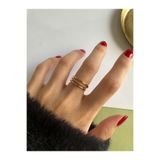 ringbox Gold Zirkon Taşlı Üç Sıra Kadın Yüzük