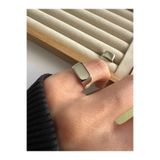 ringbox Gümüş Renk Dörtgen Serçe Parmak Yüzüğü