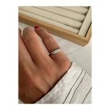 ringbox Gümüş Renk Kuzey Yıldızı Taşlı İnce Serçe Parmak Yüzüğü