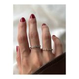 ringbox Gümüş Renk Mini Taşlı İnce Çıtır 2'li Yüzük