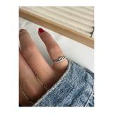 ringbox Gümüş Renkli Düğüm Detaylı Serçe Parmak Yüzüğü