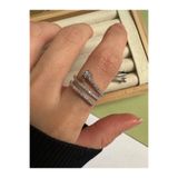 ringbox Gümüş Renkli Üç Sıra Zirkon Taşlı Çivi Yüzük