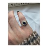 ringbox Oval Lacivert Taşlı Serçe Parmak Yüzüğü