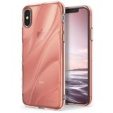 Ringke Flow iPhone XS Kılıf Rose Gold - 3D Dalga Efekti Hafif Esnek Renkli Transparan 1.1 mm