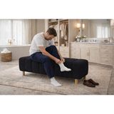 Ringo 12 cm Ahşap Ayaklı Puf Benç Giyinme Odası ,antre,salon 120 cm Uzun Puf Welsoft Kuzu Kumaş - Siyah