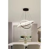 Rings Modern Tasarım - Yatak Odası - Salon - Çocuk Odası - Mutfak Beyaz LED 2 Li Avize (Siyah) - 00-Beyaz