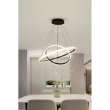 Rings Modern Tasarım - Yatak Odası - Salon - Çocuk Odası - Mutfak Beyaz Led 2 Li Avize (Siyah)