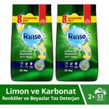 Rinso Toz Çamaşır Deterjanı 8 kg x 2 Limon ve Karbonat 53 Yıkama Ultra Temizlik ve Leke Çıkarma Gücü
