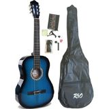 Rio 4/4 Tam Boy Klasik Gitar Full Set, Müzik Tutkunları Için Idealdir - Seçenek 1 - Ahşap - Ceviz