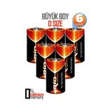 Rio 6Lı Büyük Boy Pil R20 D-Size Pil D Boy Pil Oyuncak Pili Çinko Karbon Pil Zn-C 1.5 V