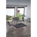 Rio Rattan Bahçe Balkon Oturma Takımı 2+1+1+camlı Masa Kemik Rengi Kemik