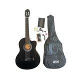 Rio Siyah Klasik Gitar Kesik Kasa Sap Ayarlı 4/4 Tam Boy Kılıf-pena-askı-kapo-sticker-çevirici-(CBK)