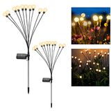 Riokko Firefly Solar Pathway Lights, 2 adet dış mekan aydınlatması, ateş böceği ışığı, LED, su geçirmez, sallanan bahçe lambası, yıldızlı gökyüzü, avlu, veranda, güneş enerjili bahçe dekorasyon lambaları