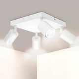Riolıght Modern Beyaz Gövde Hareketli Başlık 4Xgu10 Kare Taban Led Spot Led Avize (Ampul Dahil)