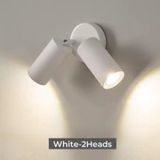 Riolight Modern Oda,salon,banyo Beyaz 2li Hareketli Başlık Metal Duvar Aplik Spot Ampül Dahildir Beyaz