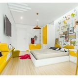 Riolight Modern Sarı 1XE27 duylu Bebek,çocuk,genç Odası Için Tekli Metal Sarkıt Avize çap:33cm
