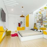 RİOLİGHT MODERN SARI İÇİ BEYAZ BEBEK,ÇOCUK,GENÇ ODASI İÇİN TEKLİ METAL SARKIT AVİZE