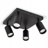 Riolıght Modern Siyah Gövde Hareketli Başlık 4Xgu10 Kare Taban Led Spot Led Avize (Ampul Dahil)