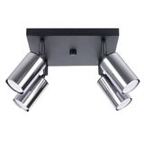 Riolıght Modern Siyah Gövde Krom Hareketli Başlık 4Xgu10 Kare Taban Led Spot Led Avize (Ampul Dahil)