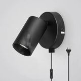 Riolight Modern Siyah Metal Led Hareketli Başlık Kablolu Fişli Spot Okuma Lambası(Ampul Dahil)