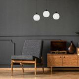 RİOLİGHT MODERN,RETRO1,VİNTAGE OPAL CAMLI 3XE27 SIRALI SİYAH METAL GÖVDE MASA ÜSTÜ SARKIT AVİZE