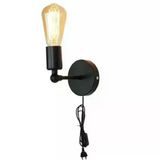 Riolight Modern,Retro,Rustik,Vintage Siyah 1Xe27 Duylu Fişli Anahtarlı,Kablolu Duvar Aplik
