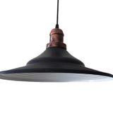 Riolight Retro Metal Sarkıt Avize Siyah İçi Beyaz Mat Bakır Askı Çap:38cm