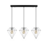 RİOLİGHT RETRO PRAMİT KROM ÜÇLÜ SIRALI SARKIT AVİZE UZUNLUK: 60CM RIO000551