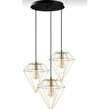 RİOLİGHT RETRO PRAMİT ÜÇLÜ YUVARLAK GOLD SARKIT AVİZE TABAN ÇAP: 30CM RIO000555