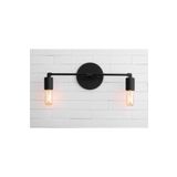 RİOLİGHT Retro Rustik Ikili 2xe27 Duylu Siyah Metal Ayna Üstü Duvar Aplik