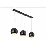 Riolight Retro Rustik Siyah İçi Gold Küre 3Xe27 Duy Masa Üstü Sarkıt Metal Avize Taban Uzunluğu:60cm