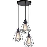 Riolight Retro Üçlü Metal Kafes Avize Taban Çapı: 30CM - Siyah