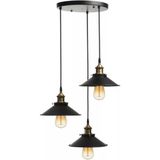 Riolight Retro Üçlü Metal Sarkıt Avize Taban ÇAPI:30CM Şapka ÇAPI:22CM - Siyah