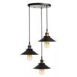 RİOLİGHT RETRO ÜÇLÜ METAL SARKIT AVİZE TABAN ÇAPI:30CM ŞAPKA ÇAPI:22CM