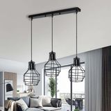 RİOLİGHT RETRO1,RUSTİK,VİNTAGE MASA ÜSTÜ SİYAH 3XE27 DUYLU KAFES METAL SARKIT AVİZE UZUNLUK:60CM
