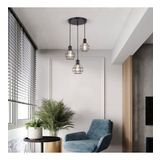 RİOLİGHT RETRO1,RUSTİK,VİNTAGE SİYAH KAFES 3XE27 DUYLU METAL SARKIT AVİZE