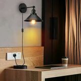 RİOLİGHT RETRO1,VİNTAGE1, RUSTİK1 SİYAH METAL 1XE27 HAREKETLİ BAŞLIK FİŞLİ,KABLOLU APLİK ÇAP:23CM