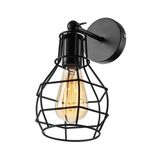 RİOLİGHT RETRO2,RUSTİK,VİNTAGE SİYAH KAFES 1XE27 DUYLU METAL DUVAR APLİK