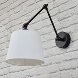 Riolight Retro,rustik Beyaz Hareketli Kumaş Başlık Siyah Üç Mafsallı Metal Gövde Akrobat Aplik