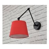 Riolight Retro,rustik Kırmızı Hareketli Kumaş Başlık Siyah Üç Mafsallı Metal Gövde Akrobat Aplik