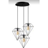 Riolight Retro,rustik,retro siyah prizmatik kafes Üçlü Metal Kafes Avize çap:30cm